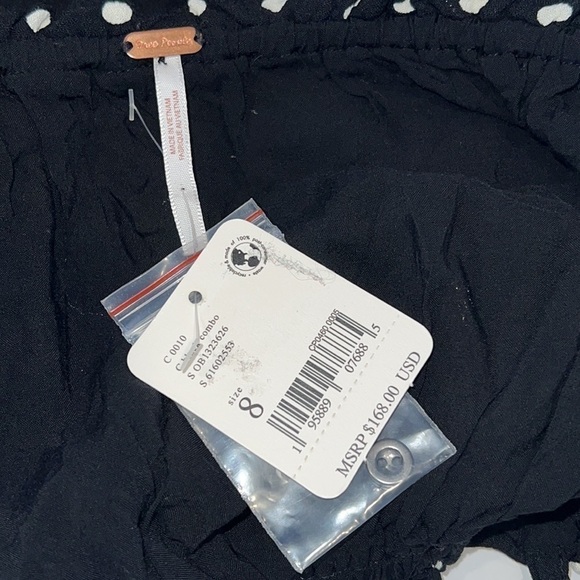 Free PEOPLE Black Polka dot Cutie Crossing Bandeau Crop Top size 8 - Picture 12 of 14